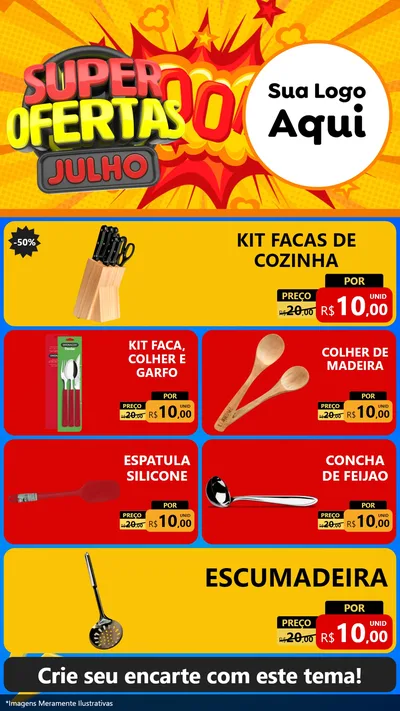 Modelo de TV para TV Vertical com o tema Super Ofertas Julho para Utilidades Domésticas