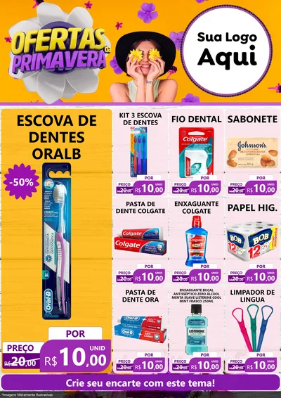 Modelo de Encarte para Encarte A4 Vertical com o tema Ofertas Da Primavera para Higiene Pessoal