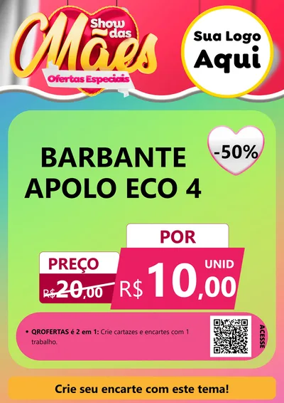 Modelo de Cartaz para Cartaz A4 Vertical com o tema Show das Mães - Ofertas Especiais para Armarinho e Aviamentos