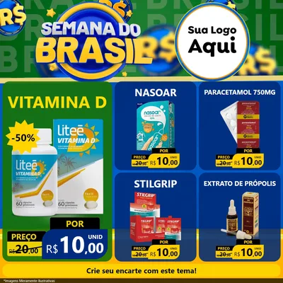 Modelo de Rede Social para Feed Facebook com o tema Semana Do Brasil para Farmácia