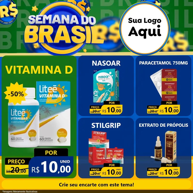 Modelo de Rede Social para Feed Facebook com o tema Semana Do Brasil para Farmácia