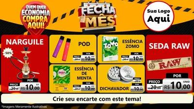 Modelo de TV para TV Horizontal com o tema Fecha Mês para Tabacaria