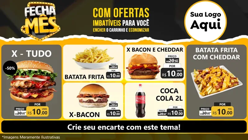 Modelo de TV para TV Horizontal com o tema Fecha Mês para Hamburgueria