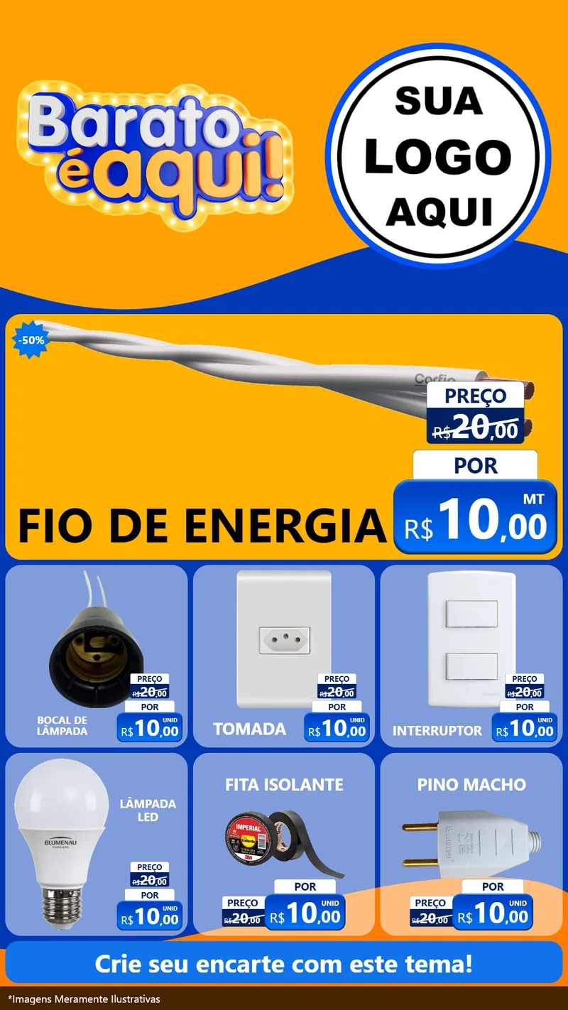 Modelo de Rede Social para Stories com o tema Barato é aqui para Materiais Elétricos