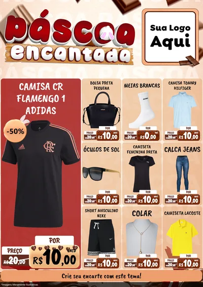 Modelo de Encarte para Encarte A4 Vertical com o tema Páscoa Encantada para Roupas e acessórios