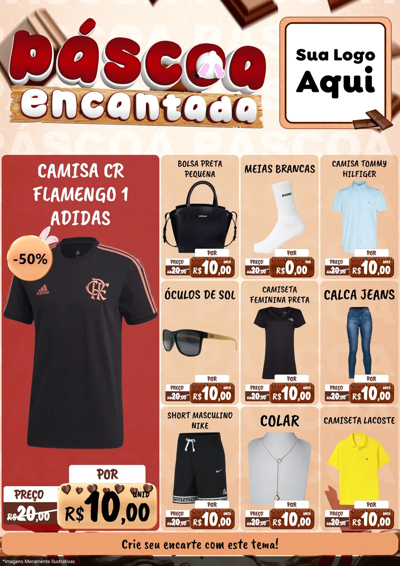 Modelo de Encarte para Encarte A4 Vertical com o tema Páscoa Encantada para Roupas e acessórios