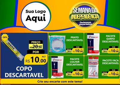 Modelo de Encarte para Encarte A4 Horizontal com o tema Semana da Independência Declaramos Preços Baixos para Embalagens
