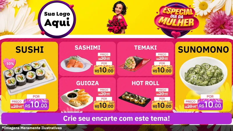 Modelo de TV para TV Horizontal com o tema Especial Dia da Mulher para Comida japonesa