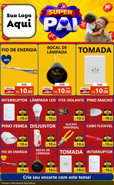 Modelo de Encarte para Encarte Grande com o tema Super Pai para Materiais Elétricos
