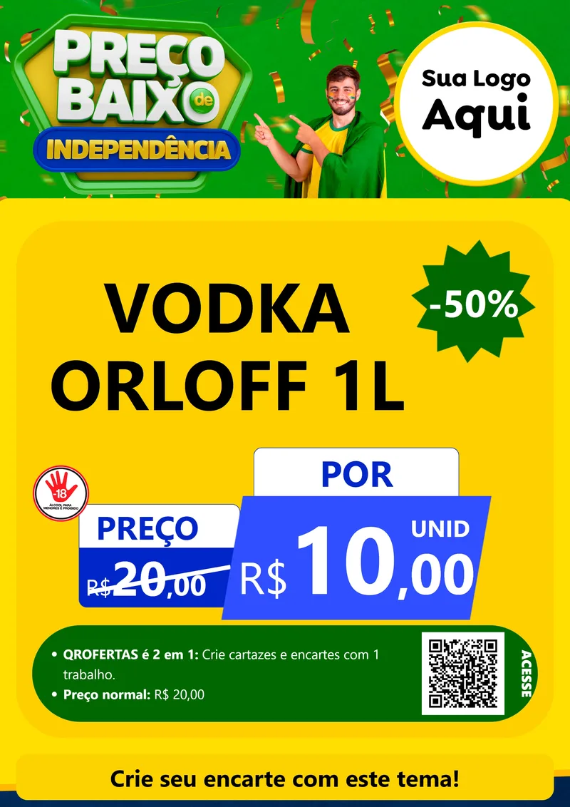 Modelo de Cartaz para Cartaz A4 Vertical com o tema Preço Baixo de Independência para Distribuidora de bebidas