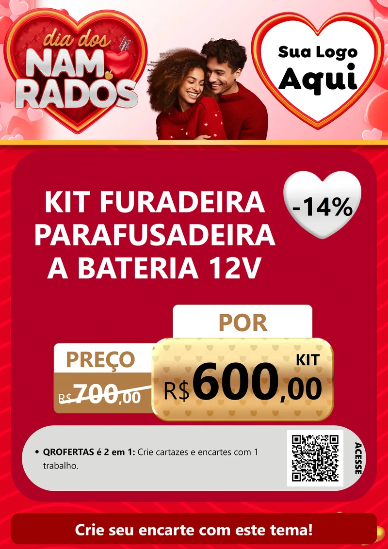 Modelo de Cartaz para Cartaz A4 Vertical com o tema Dia dos Namorados para Maquinas e Ferramentas