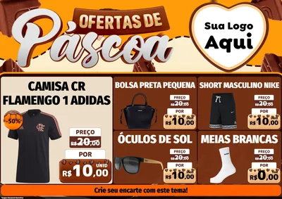 Modelo de Encarte para Encarte A4 Horizontal com o tema Ofertas de Páscoa para Roupas e acessórios