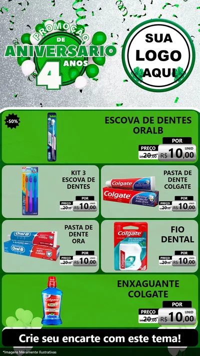 Modelo de TV para TV Vertical com o tema Promoção de Aniversário - 4 Anos para Higiene Pessoal