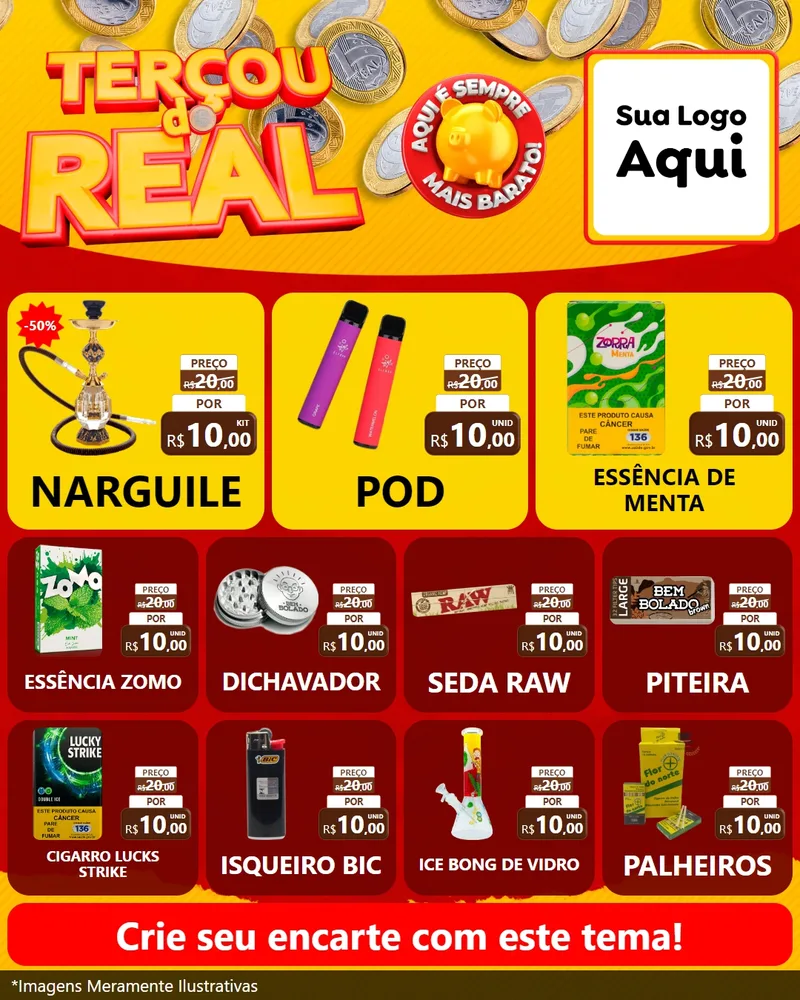 Modelo de Rede Social para Feed Instagram com o tema Terçou do Real para Tabacaria