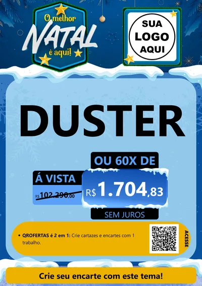 Modelo de Cartaz para Cartaz A4 Vertical com o tema O Melhor Natal É Aqui! para Concessionaria de Carros