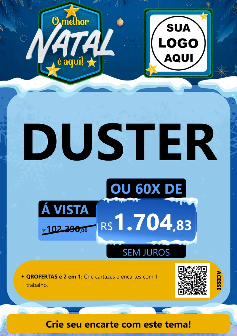 Modelo de Cartaz para Cartaz A4 Vertical com o tema O Melhor Natal É Aqui! para Concessionaria de Carros