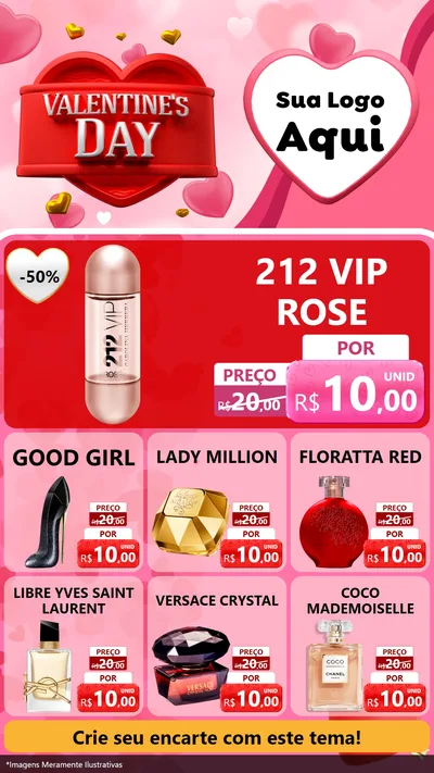 Modelo de Rede Social para Stories com o tema Valentine's Day para Perfumes