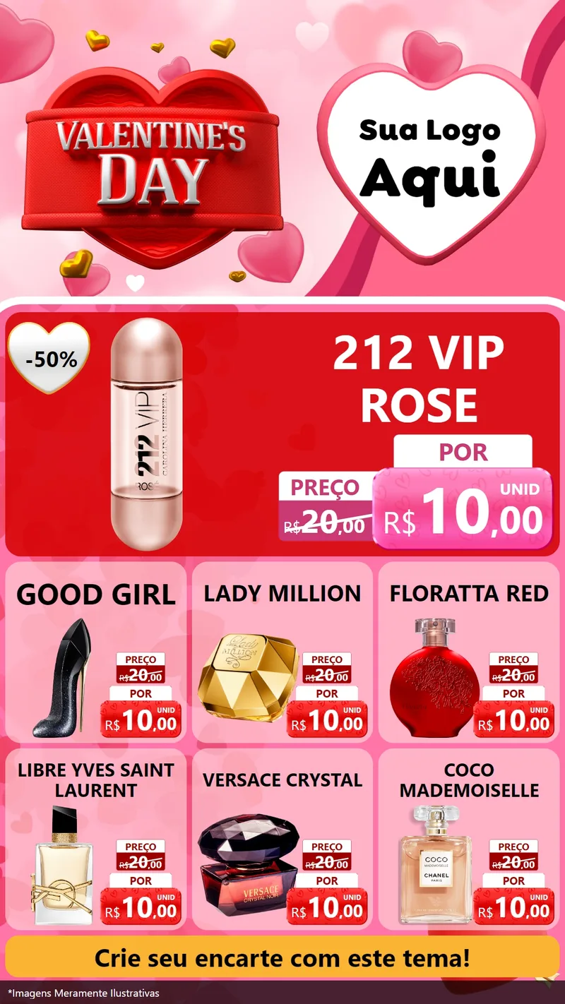 Modelo de Rede Social para Stories com o tema Valentine's Day para Perfumes