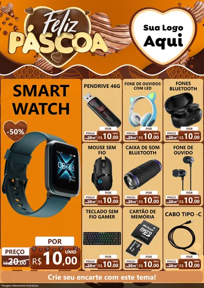 Modelo de Encarte para Encarte A4 Vertical com o tema Feliz Páscoa para Informática