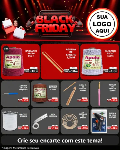 Modelo de Rede Social para Feed Instagram com o tema Black Friday para Armarinho e Aviamentos