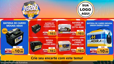 Modelo de TV para TV Horizontal com o tema Verão de Ofertas para Baterias Elétricas