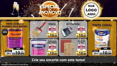 Modelo de TV para TV Horizontal com o tema Especial de Ano Novo para Tintas e Ferramentas