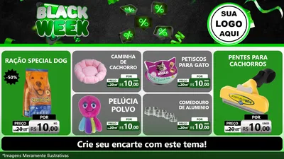Modelo de TV para TV Horizontal com o tema Black Week para Pet Shop
