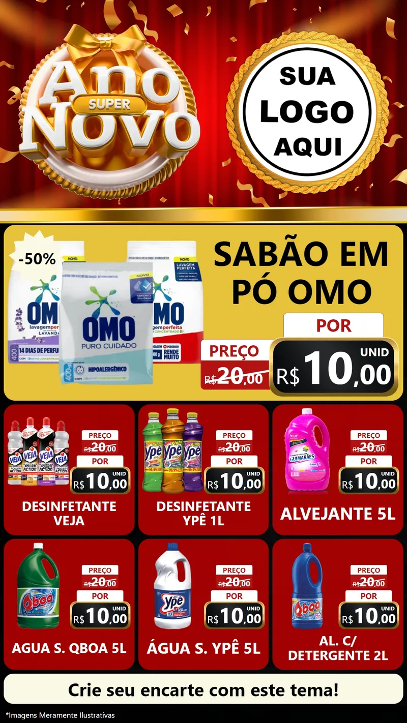 Modelo de Rede Social para Stories com o tema Super Ano Novo para Produtos de Limpeza
