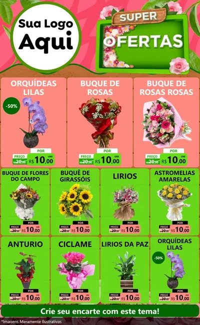 Modelo de Encarte para Encarte Grande com o tema Super Ofertas- Jardinagem e Floricultura para Floricultura e jardim