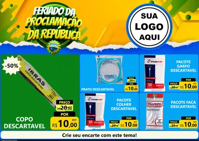 Modelo de Encarte para Encarte A4 Horizontal com o tema Feriado da Proclamação da República para Embalagens