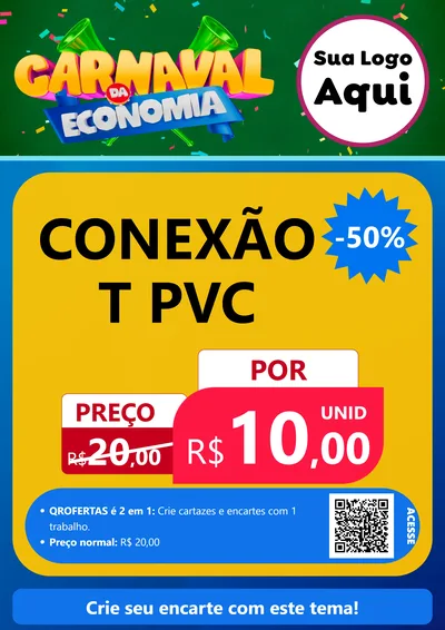 Modelo de Cartaz para Cartaz A4 Vertical com o tema Carnaval da Economia para Tubos e conexões