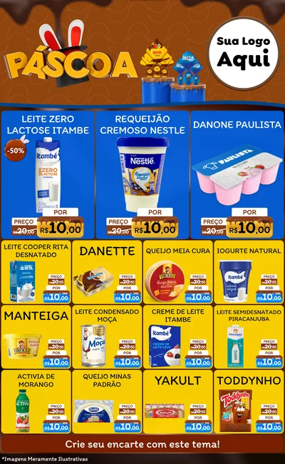 Modelo de Encarte para Encarte Grande com o tema Páscoa para Frios e Laticínios