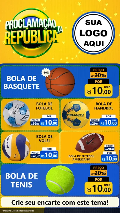 Modelo de TV para TV Vertical com o tema Proclamação da República para Artigos Esportivos