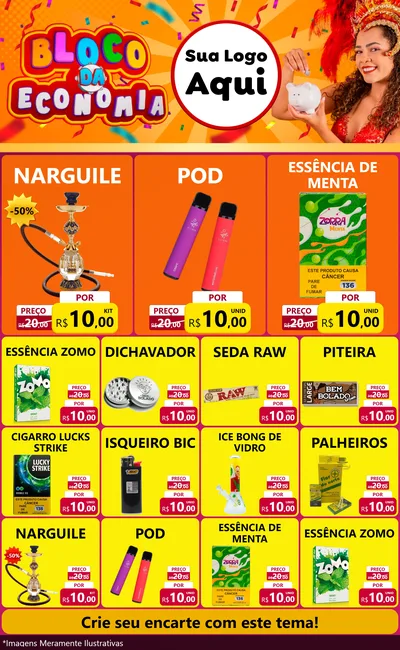 Modelo de Encarte para Encarte Grande com o tema Bloco da Economia para Tabacaria
