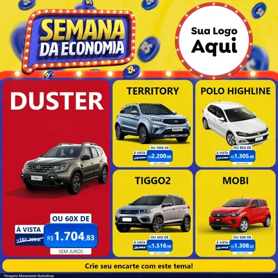 Modelo de Rede Social para Feed Facebook com o tema Semana da Economia para Concessionaria de Carros