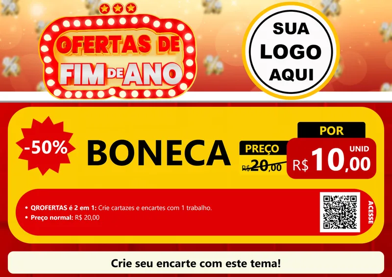 Modelo de Cartaz para Cartaz A4 Horizontal com o tema Ofertas de Fim de Ano para Brinquedos