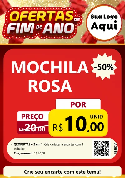 Modelo de Cartaz para Cartaz A4 Vertical com o tema Ofertas de Fim de Ano para Papelaria