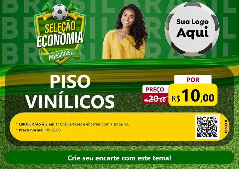 Modelo de Cartaz para Cartaz A4 Horizontal com o tema Seleção de Economia - Copa para Material para Construção