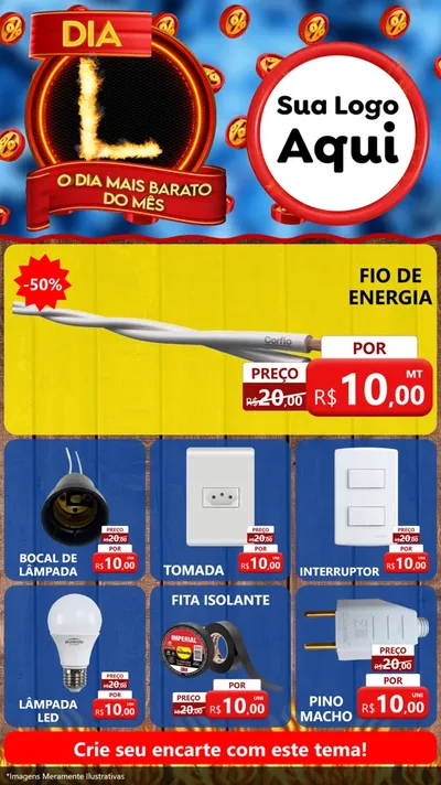 Modelo de Rede Social para Stories com o tema Dia L - O Dia Mais Barato Do Mês para Materiais Elétricos