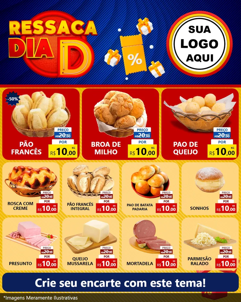 Modelo de Rede Social para Feed Instagram com o tema Ressaca Dia D para Padaria