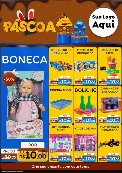 Modelo de Encarte para Encarte A4 Vertical com o tema Páscoa para Brinquedos