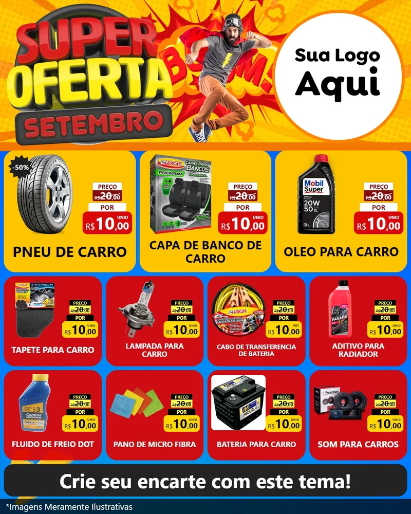 Modelo de Rede Social para Feed Instagram com o tema Super Oferta Setembro para Auto peças