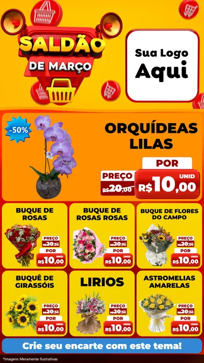 Modelo de Rede Social para Stories com o tema Saldão de Março para Floricultura e jardim