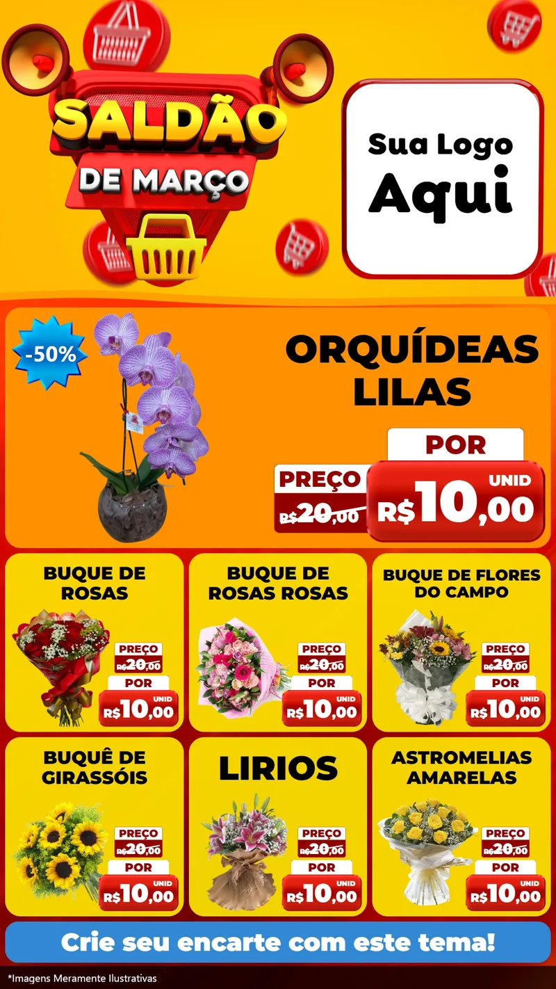 Modelo de Rede Social para Stories com o tema Saldão de Março para Floricultura e jardim