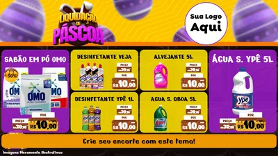 Modelo de TV para TV Horizontal com o tema Liquidação de Páscoa para Produtos de Limpeza