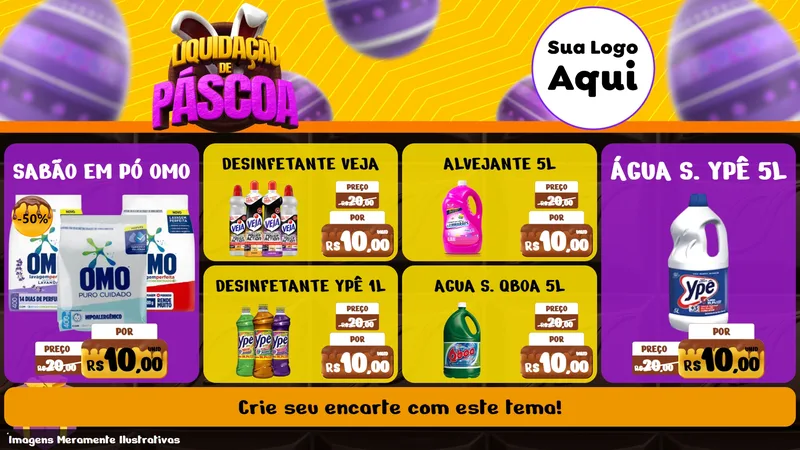 Modelo de TV para TV Horizontal com o tema Liquidação de Páscoa para Produtos de Limpeza