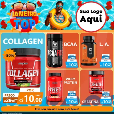 Modelo de Rede Social para Feed Facebook com o tema Janeiro Top para Suplementos alimentares