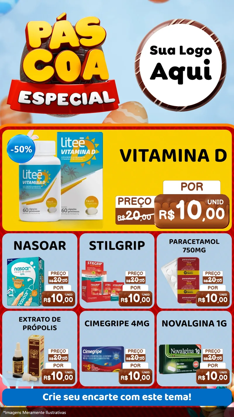 Modelo de Rede Social para Stories com o tema Páscoa Especial para Farmácia