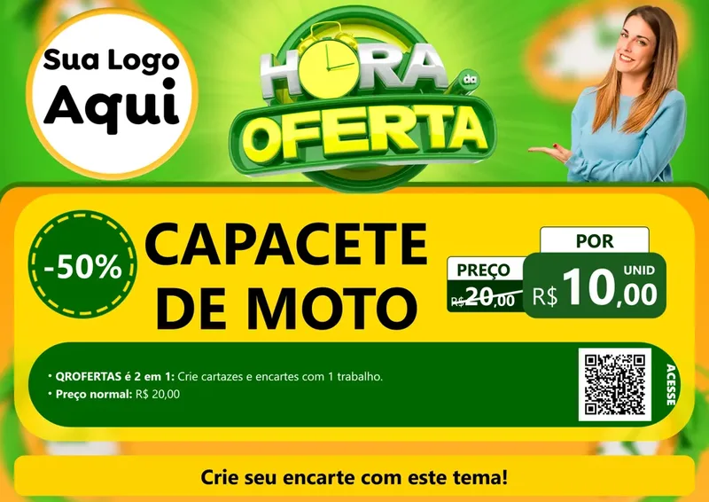 Modelo de Cartaz para Cartaz A4 Horizontal com o tema Hora da Oferta para Moto peças