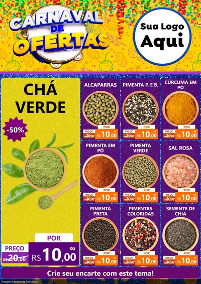 Modelo de Encarte para Encarte A4 Vertical com o tema Carnaval de Ofertas para Produtos Naturais